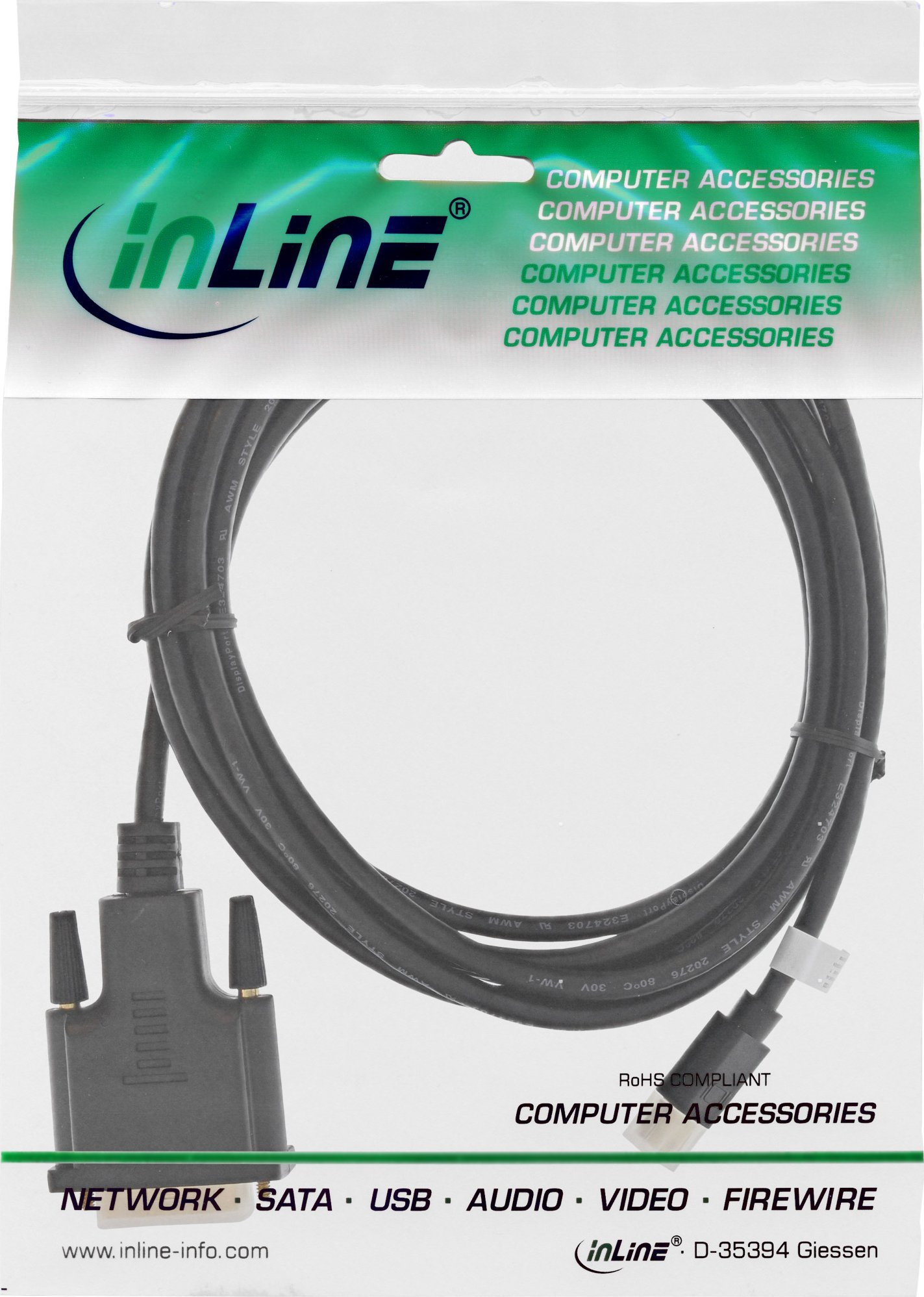 Kabllo InLine Mini DisplayPort në DVI D 24+1, 2m, i zi