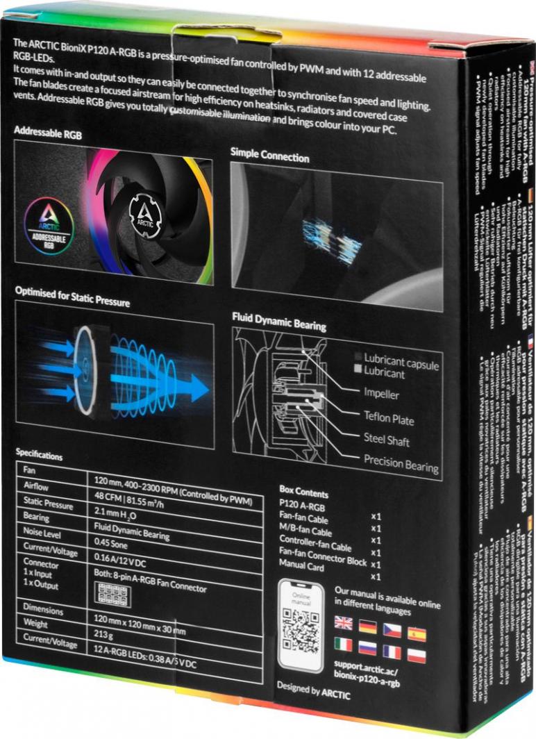 Ftohës Arctic BioniX P120 A-RGB, 120 mm