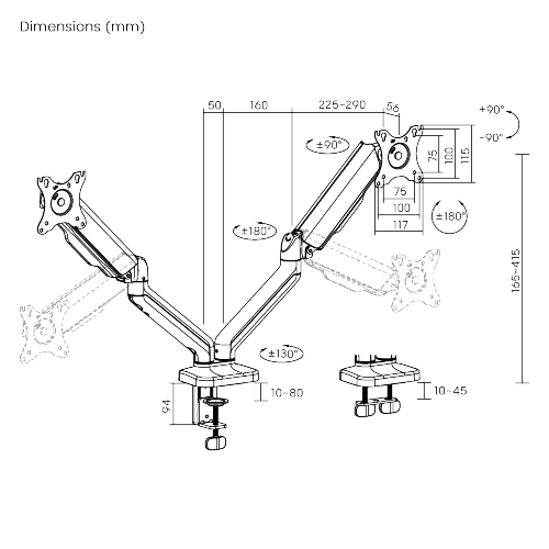 Krah monitori Serioux SRXA-MM97-C024E, 17-32", montim në tavolinë, i zi