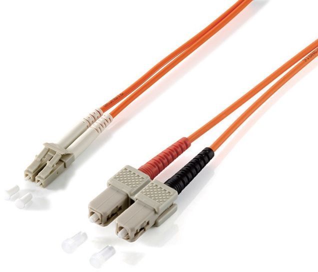 Kabllo optike Equip Patchcord LC SC, Multimode Duplex OM1, 3m, portokalli