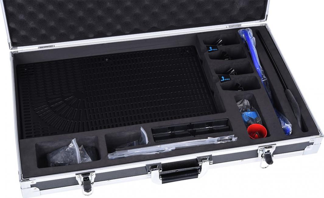 Set mjetesh Alphacool Eiskoffer Professional, përkulje HardTube 13 16mm, valixhe profesionale, i zi