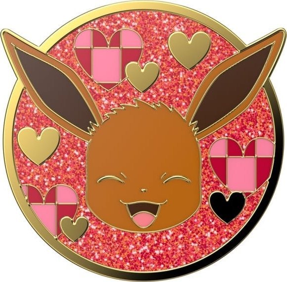 Mbajtëse telefoni PopSockets Pokemon PopGrip, Eevee Enamel Hearts, kafe