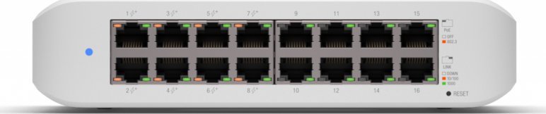 Switch Ubiquiti UniFi Lite 16 PoE, 16 porta Gigabit, PoE+, i bardhë