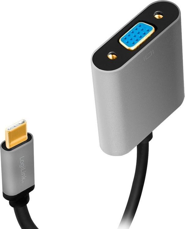 Adapter USB C në VGA, 1080p, trup alumini, kabllo 0.15m