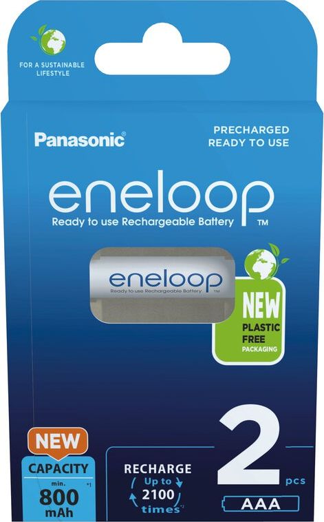 Bateri të rimbushshme Panasonic Eneloop AAA R03, 800mAh, paketim 2 copë