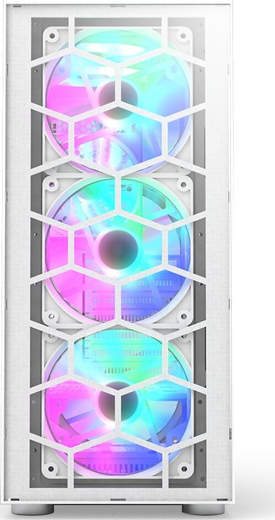 Kasë Montech X3 TG RGB, e bardhë, Midi Tower