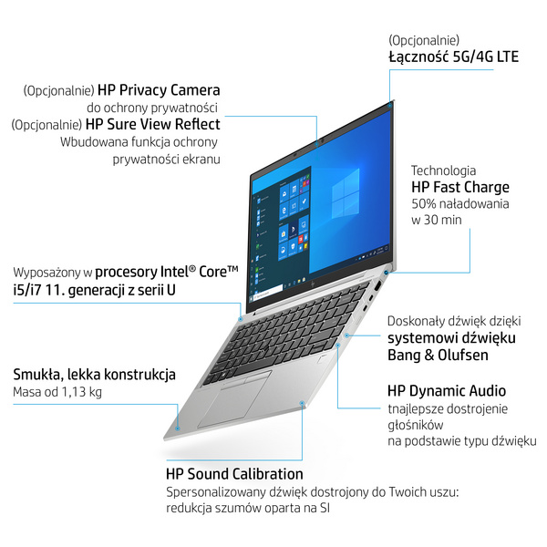 Laptop HP EliteBook 840 Aero G8, 14", 32 GB RAM, 512 GB SSD, Intel® Core™ i7, Intel Iris Xe Graphics, i argjendtë