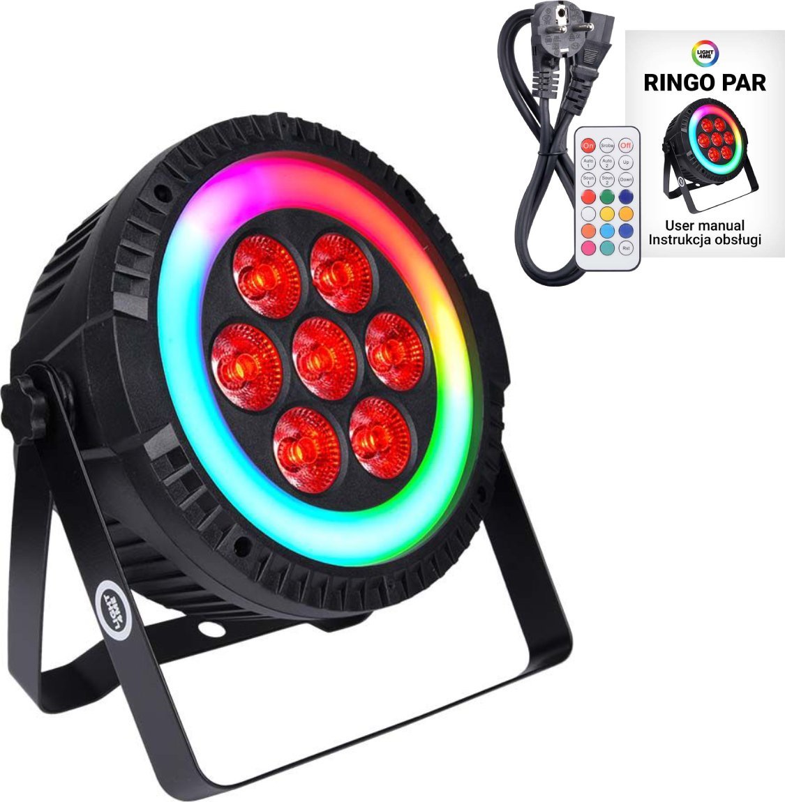 Reflektor skenik LED Light4Me Ringo PAR, shumëngjyrësh, i zi