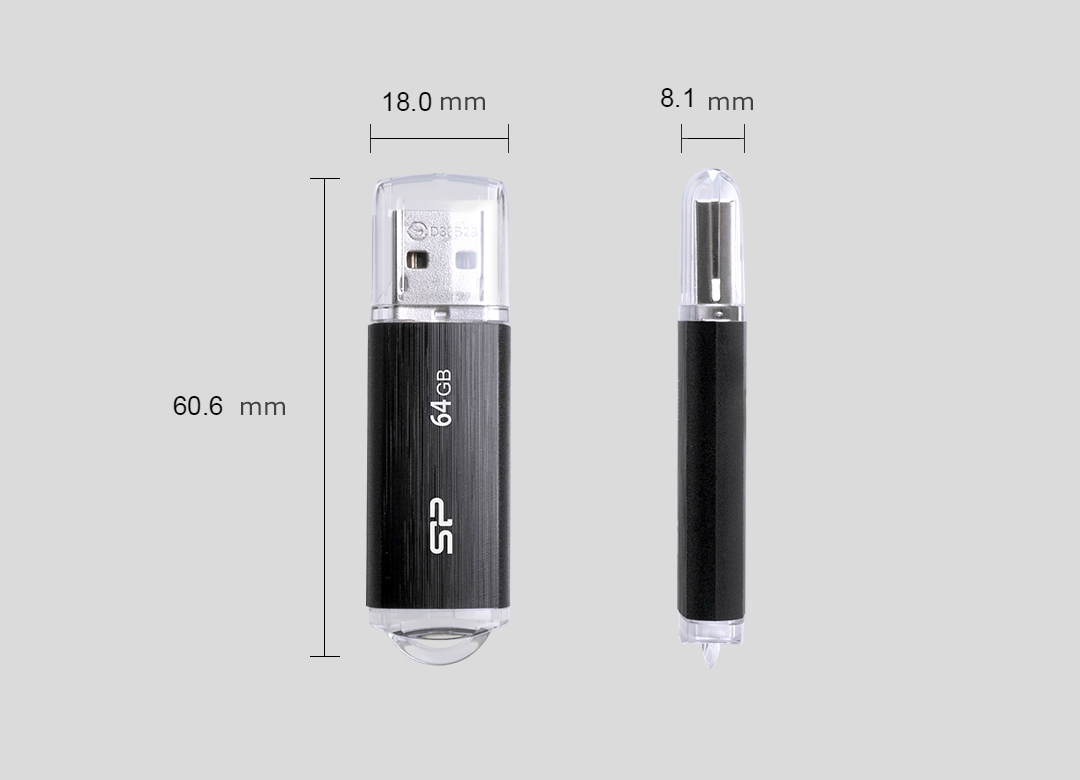 USB Silicon Power ultima U02, 64GB, 2.0, e zezë