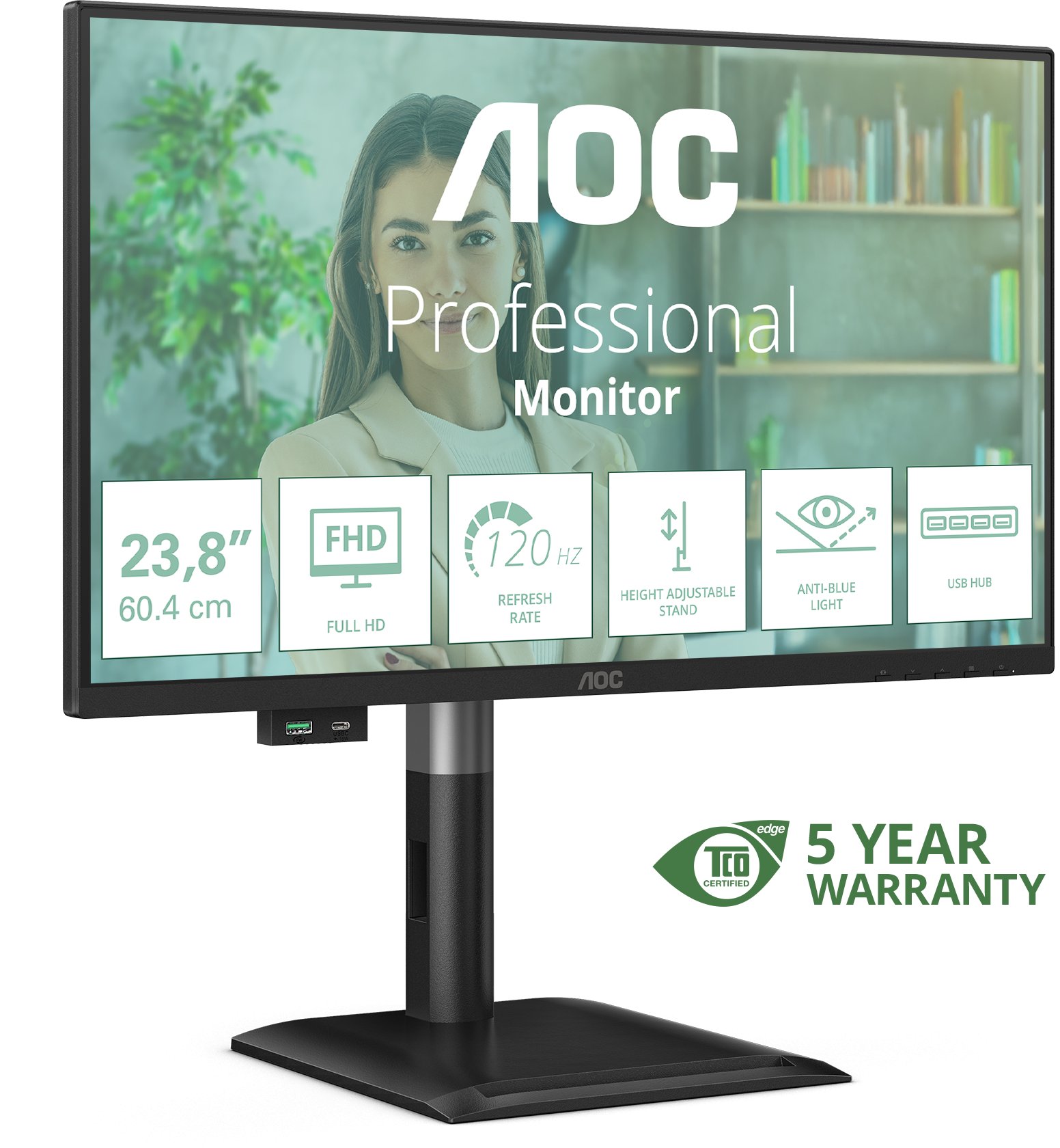 Monitor AOC 24P4U, 23.8", Full HD 1920x1080, i zi