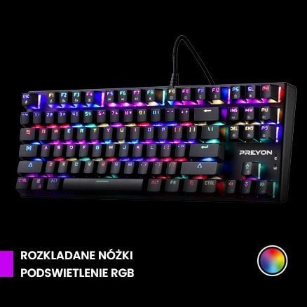 Set gaming Preyon Blue Blitz Claw PBBC87B dhe Falcon PFG27B, tastierë mekanike me kabllo, maus gaming me kabllo, i zi