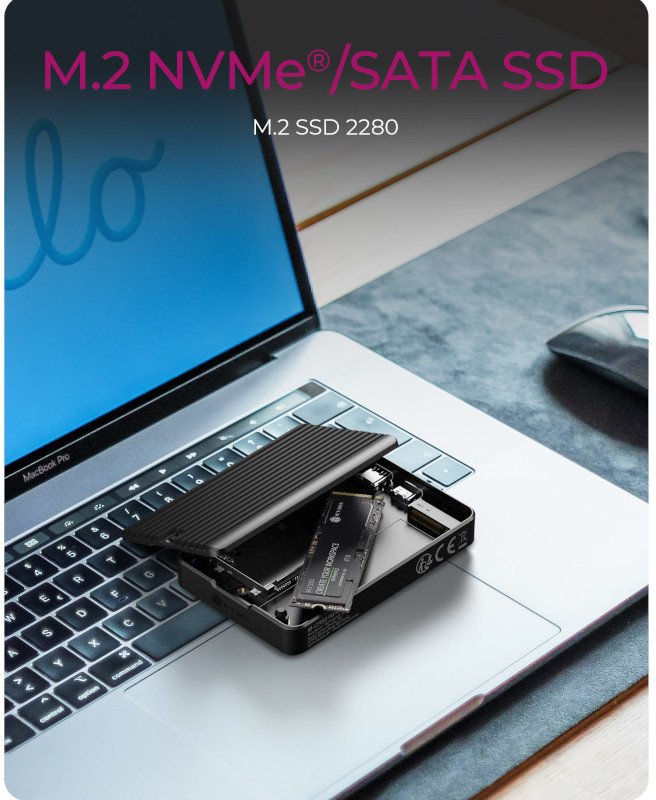 Kuti eksternale ICY BOX IB-1917M-C32a, M.2 NVMe SSD, USB 3.2 Gen 2, gri