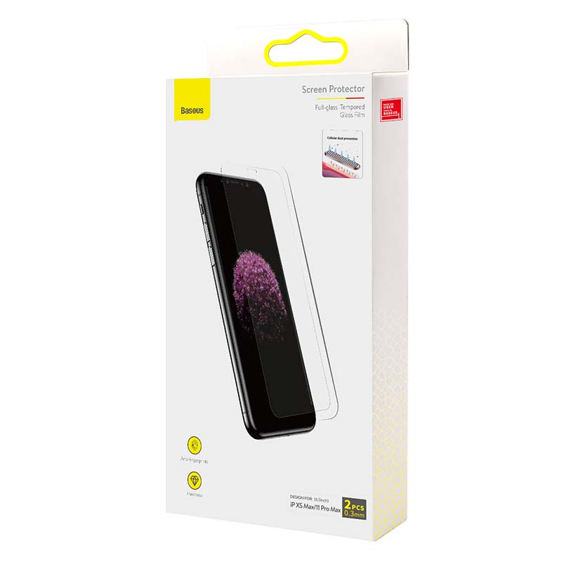 Mbrojtëse ekrani Baseus Tempered Glass, 0.3mm, 2 copë, për iPhone XS Max 11 Pro Max, transparente