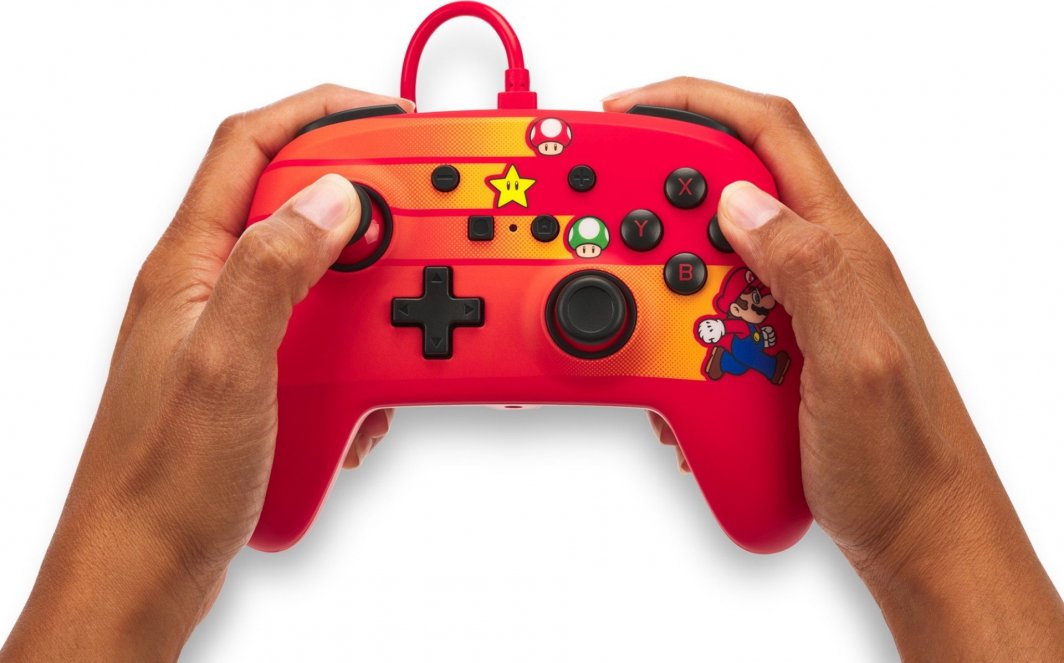 Kontroller PowerA Enhanced Speedster Mario, me kabllo, i kuq