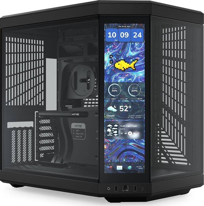 Kutia kompjuterike HYTE Y70 Touch Infinite, MIDI Tower, ekran 14.9" me prekje, e zezë