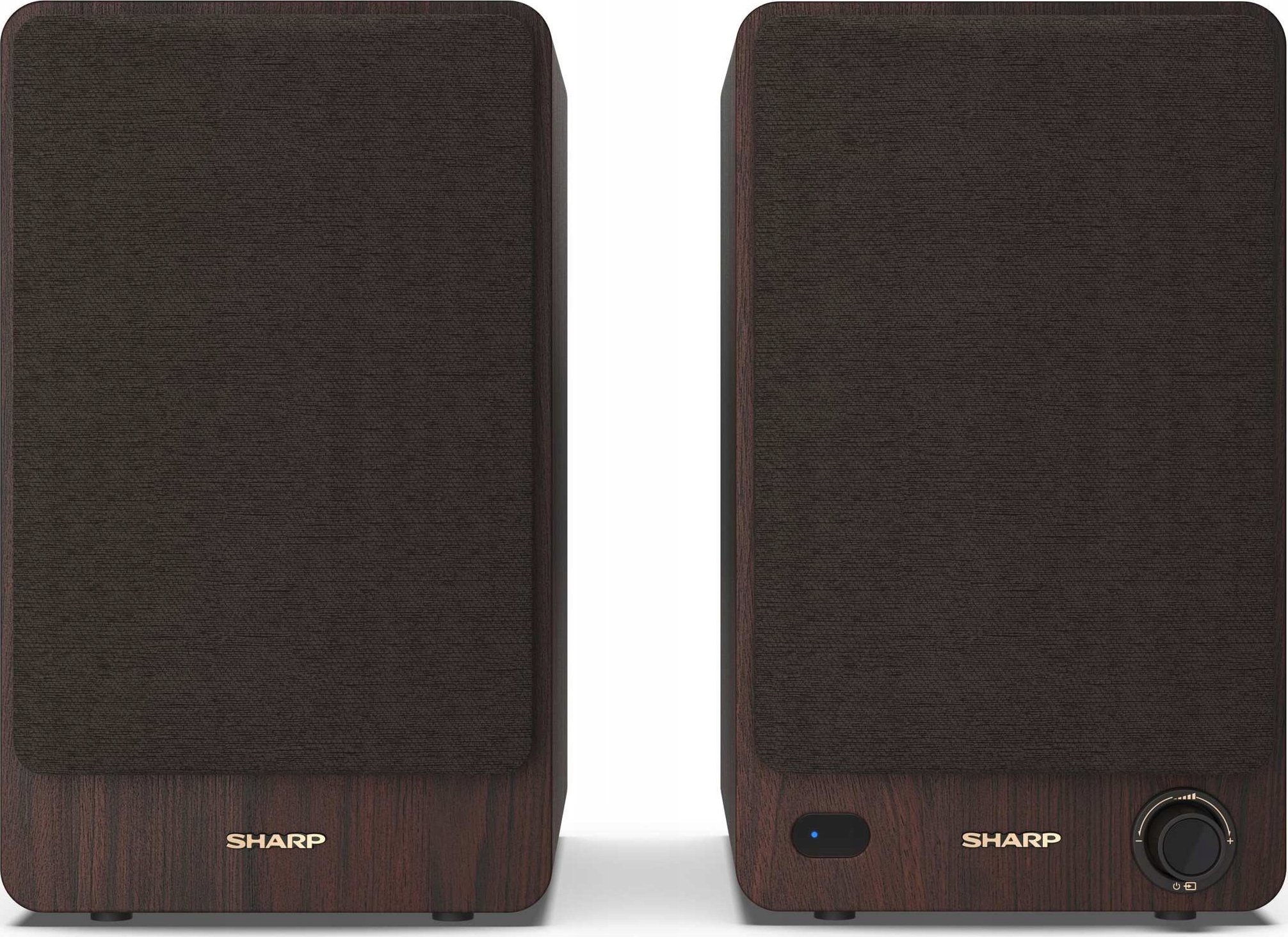 Звучници за полица Sharp Bookshelf, 60W, Bluetooth USB, кафеави
