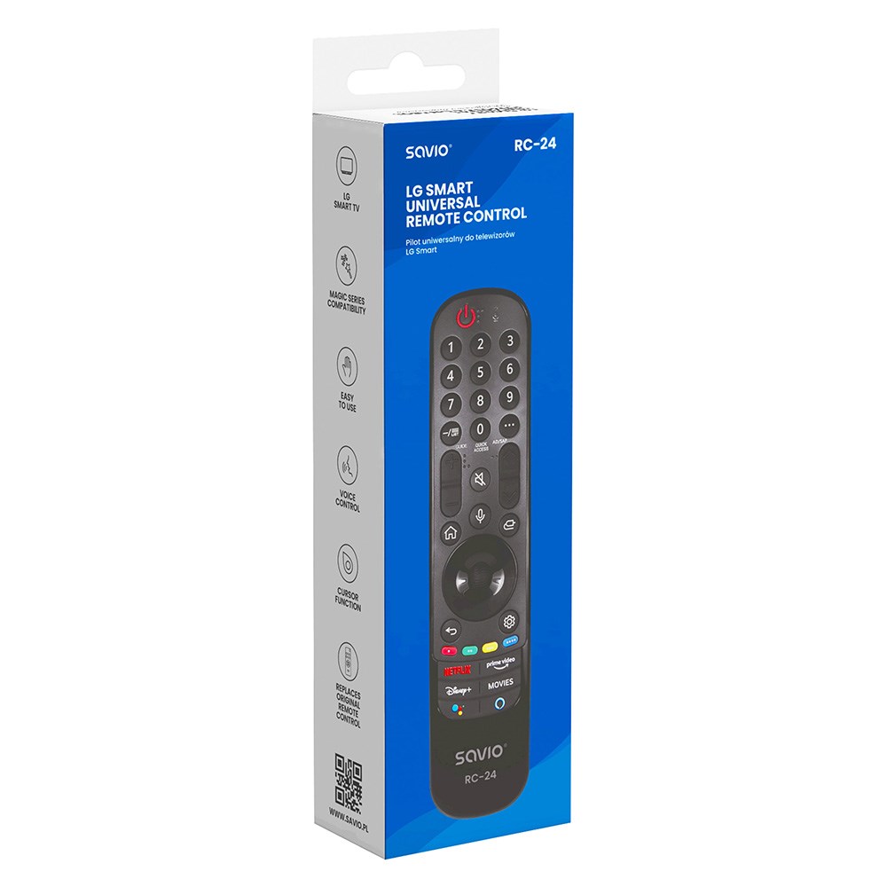 Telekomandë universale Savio RC-24, infrakuqe, për TV LG, e zezë