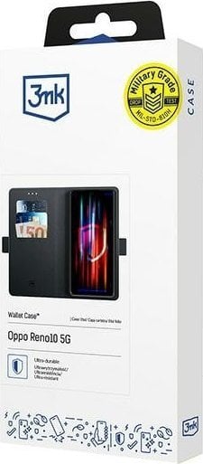 Mbrojtëse portofol 3MK për Oppo Reno10 5G, me xhepa për karta, e zezë