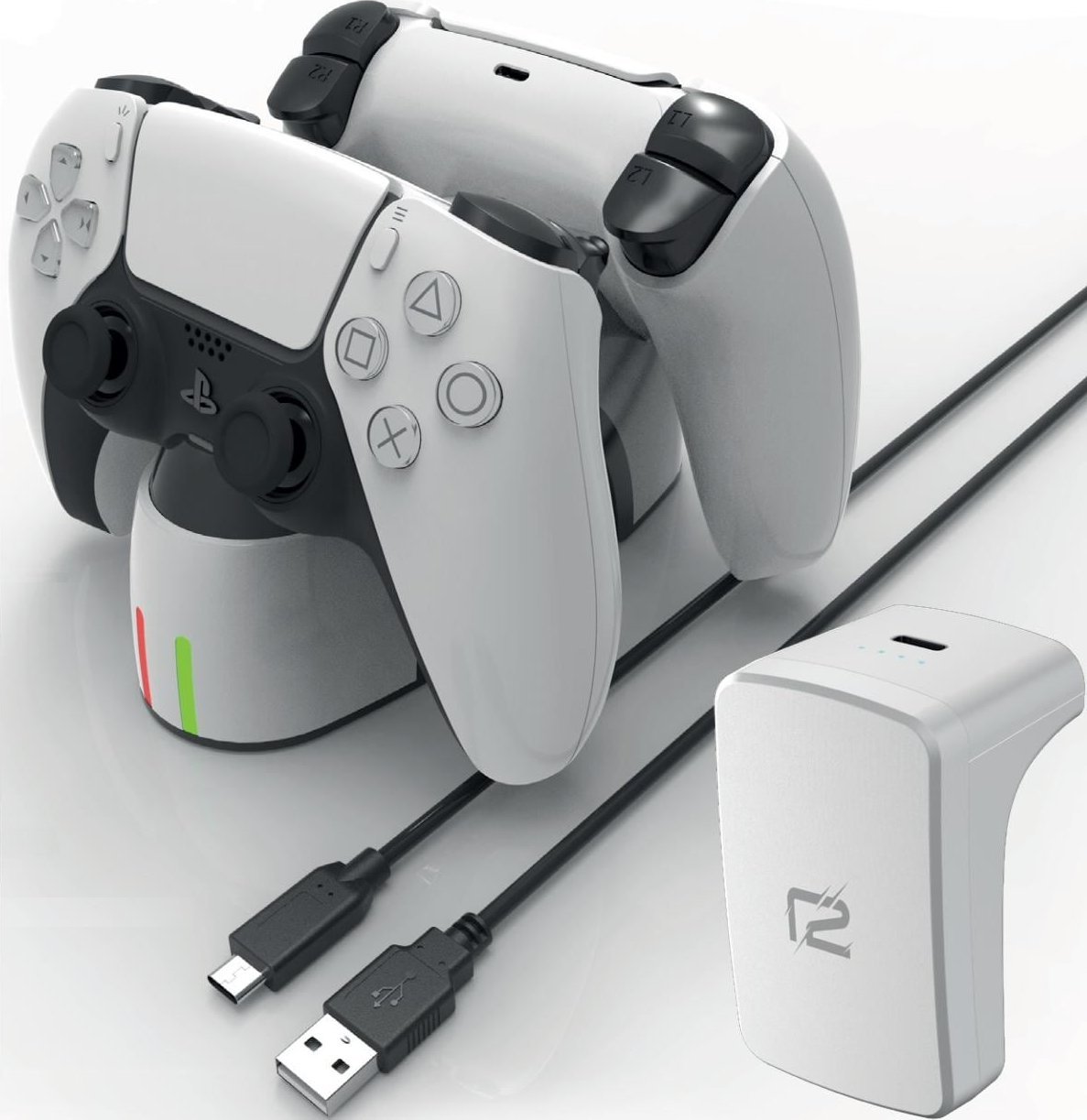 Stacion karikimi Ready2gaming DualSense, për 2 kontrollorë PS5, set gjithpërfshirës