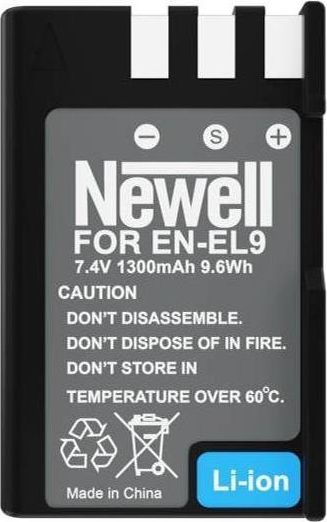 Bateri rikarikueshme Newell EN-EL9 për Nikon, Li-ion, e zezë