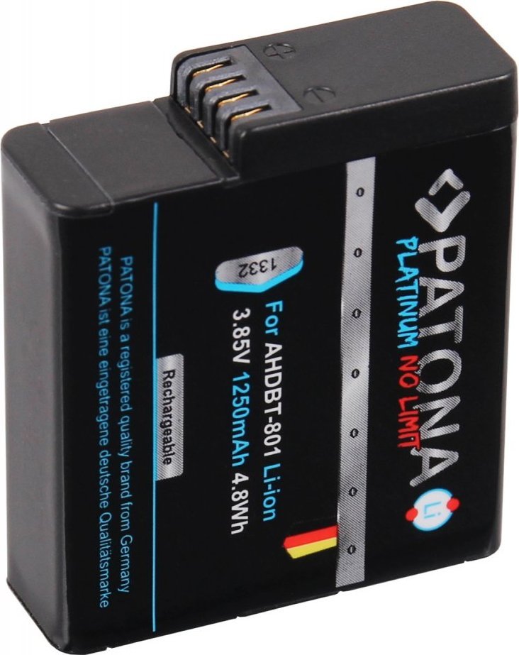 Bateri Patona AHDBT-801, 1250mAh, 3.85V, e zezë
