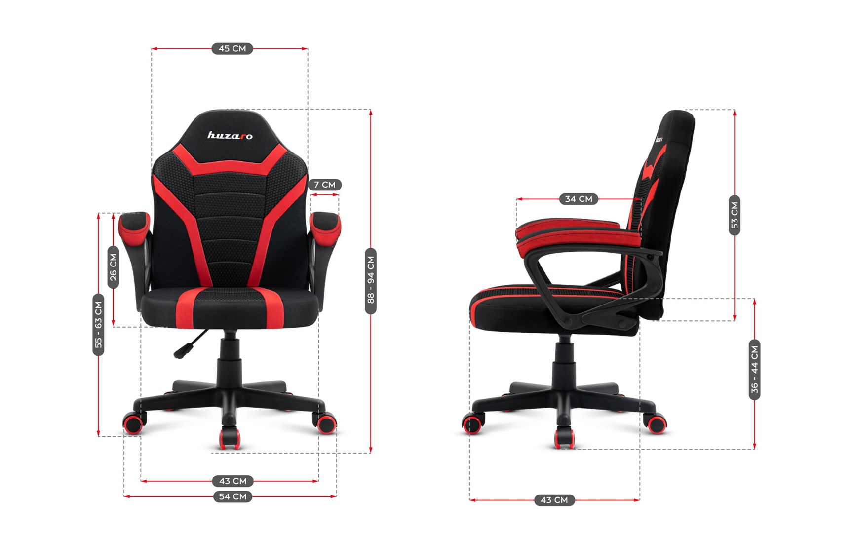 Karrige lojërash për fëmijë Huzaro Ranger 1.0, Mesh, e kuqe