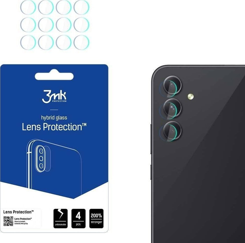 Mbrojtës kamerë 3MK Lens Protect për Samsung A54 5G A546, set 4 copë, xham hibrid transparent
