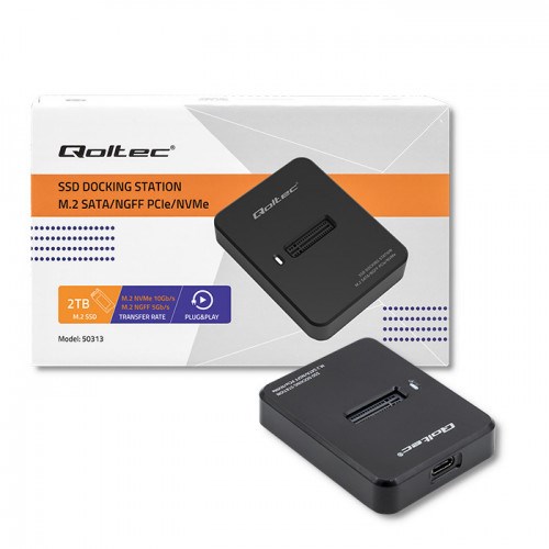 Doking stacion për SSD M.2, SATA PCIe NVMe NGFF, i zi