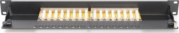 Patch panel rrjeti Digitus CAT 6 Class E, 16 porta, 19", i zi