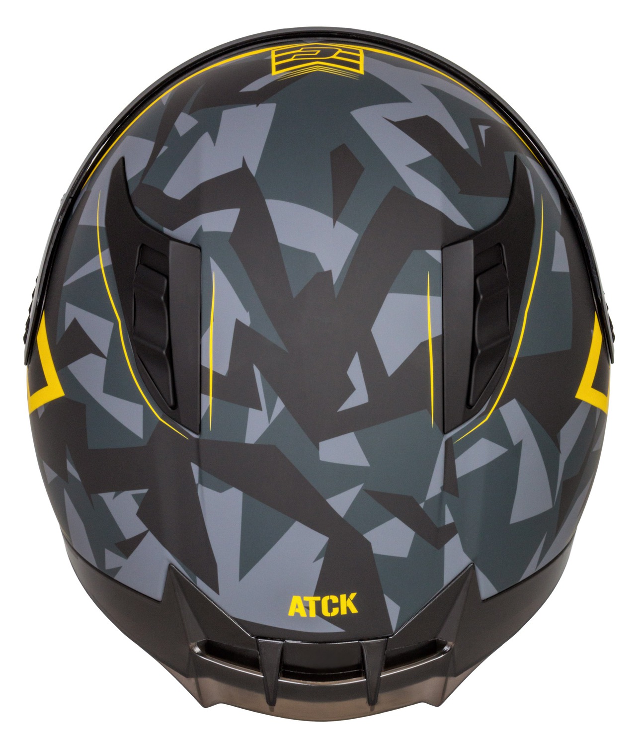 Helmetë moto CASSIDA Aero ATCK, integrale, polikarbonat, gri kamuflazh e zezë e verdhë neon
