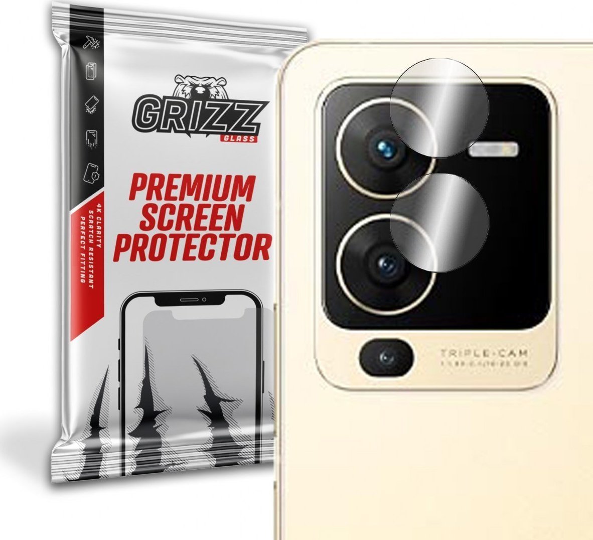 Mbrojtës kamerë GrizzGlass për Vivo S15, xham hibrid, 2 copë, transparent