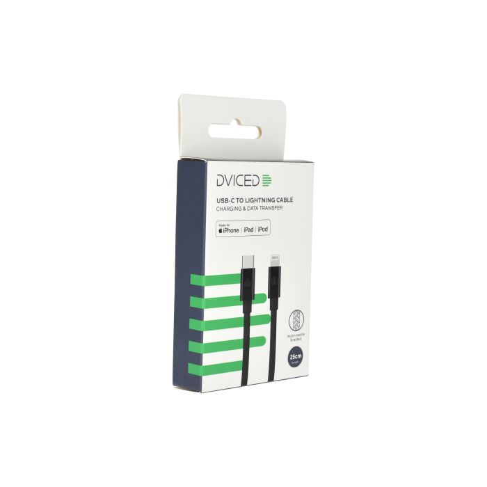 Dviced Cable USB-C To Lightning Nylon Textile 0,25M, Black