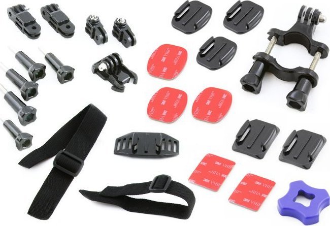 Set montimi XREC 26in1 për GoPro HERO 1/2/3/3+/4, aksesorë për kamera sportive, i zi