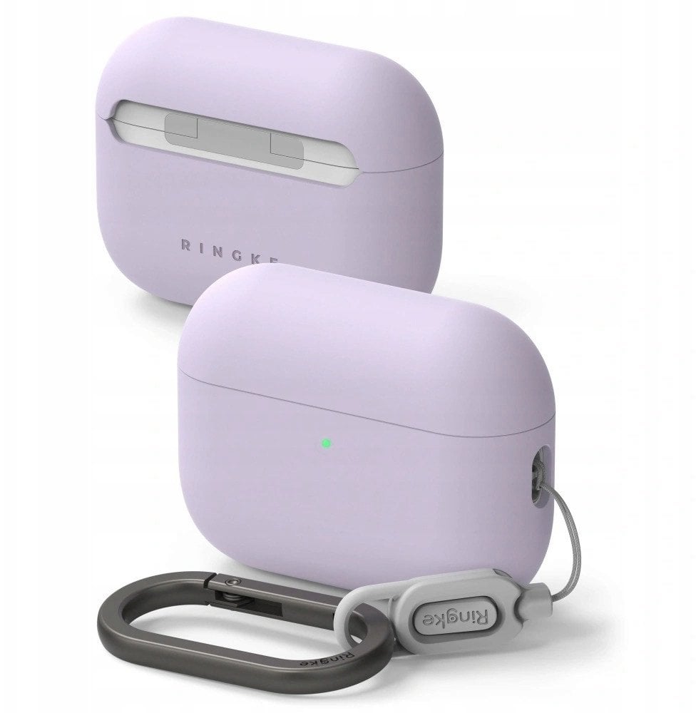 Mbulesë silikoni Ringke për Apple AirPods Pro 3, me karabinë, light purple