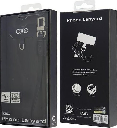 Litar telefoni Audi Universal, 28cm, lëkurë, i zi