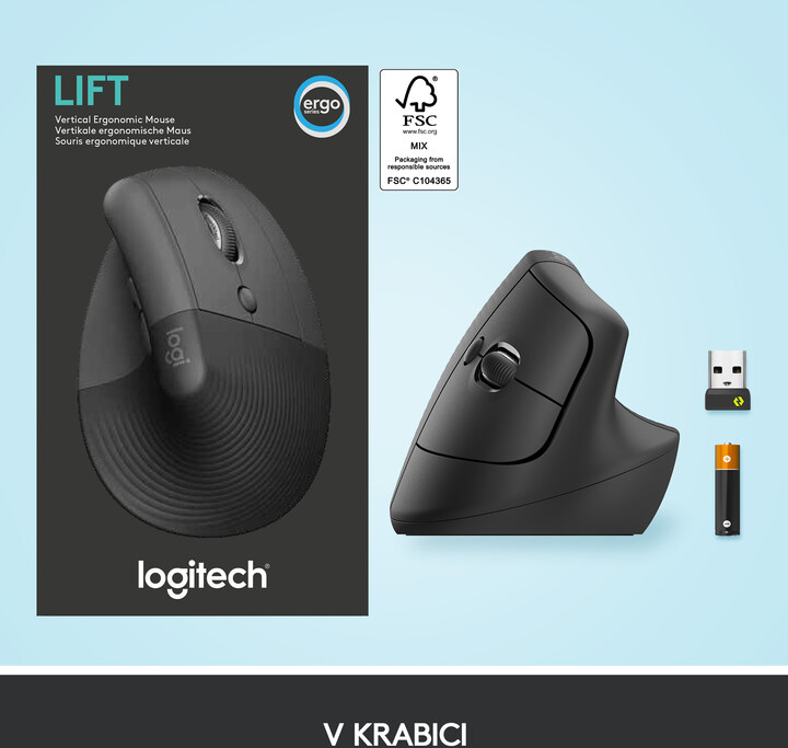 Maus wireless Logitech Lift, grafit