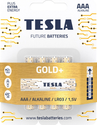 Алкални батерии TESLA GOLD+ AAA, 4 парчиња, траење 10 години, пакет