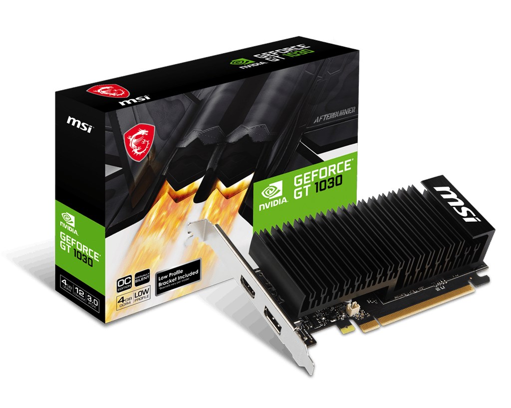 Kartelë grafike MSI GeForce GT 1030, 4GB GDDR4, Low Profile, e zezë