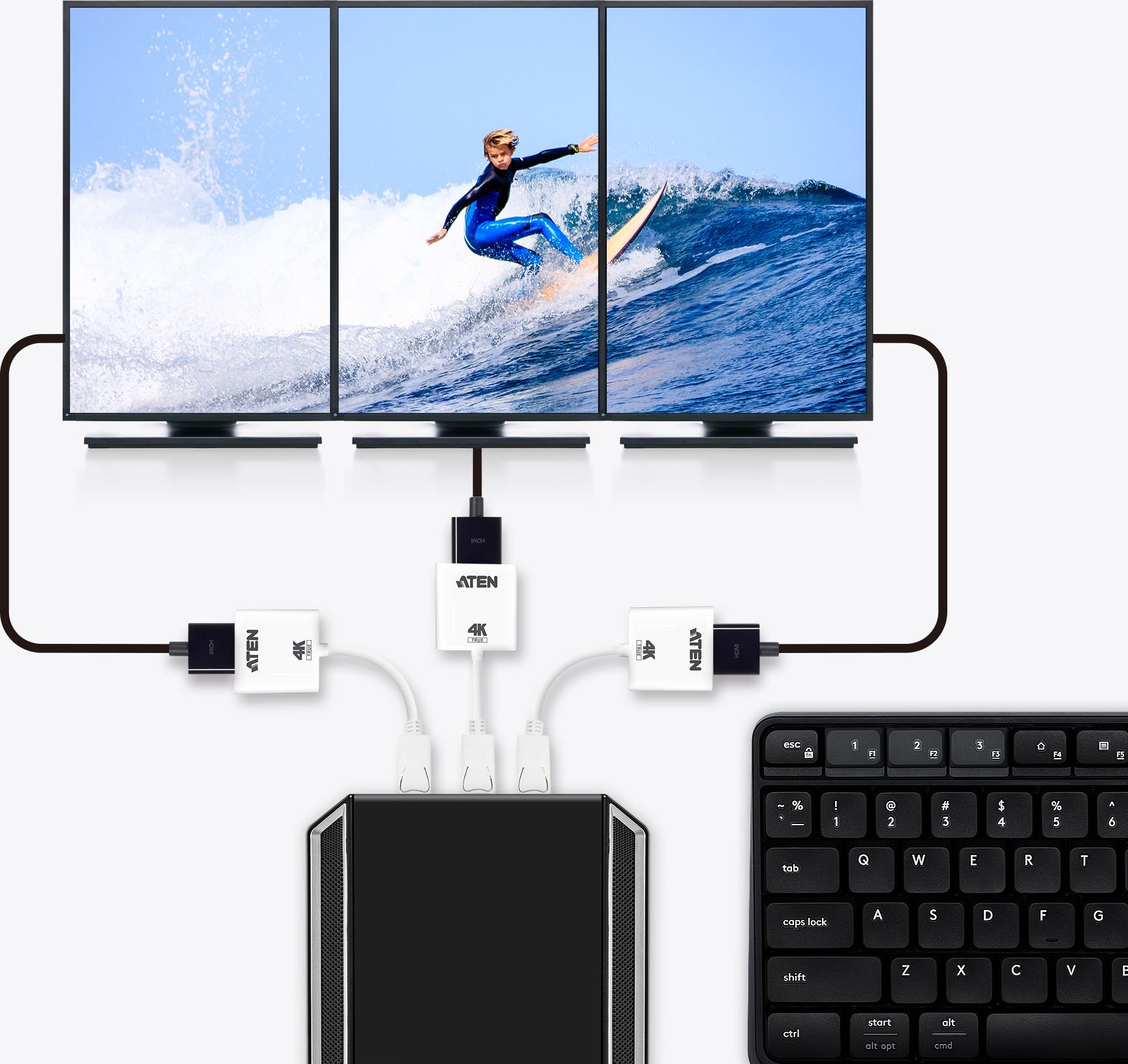 Adapter AV Aten VC986B, DisplayPort në HDMI, 4K, i bardhë
