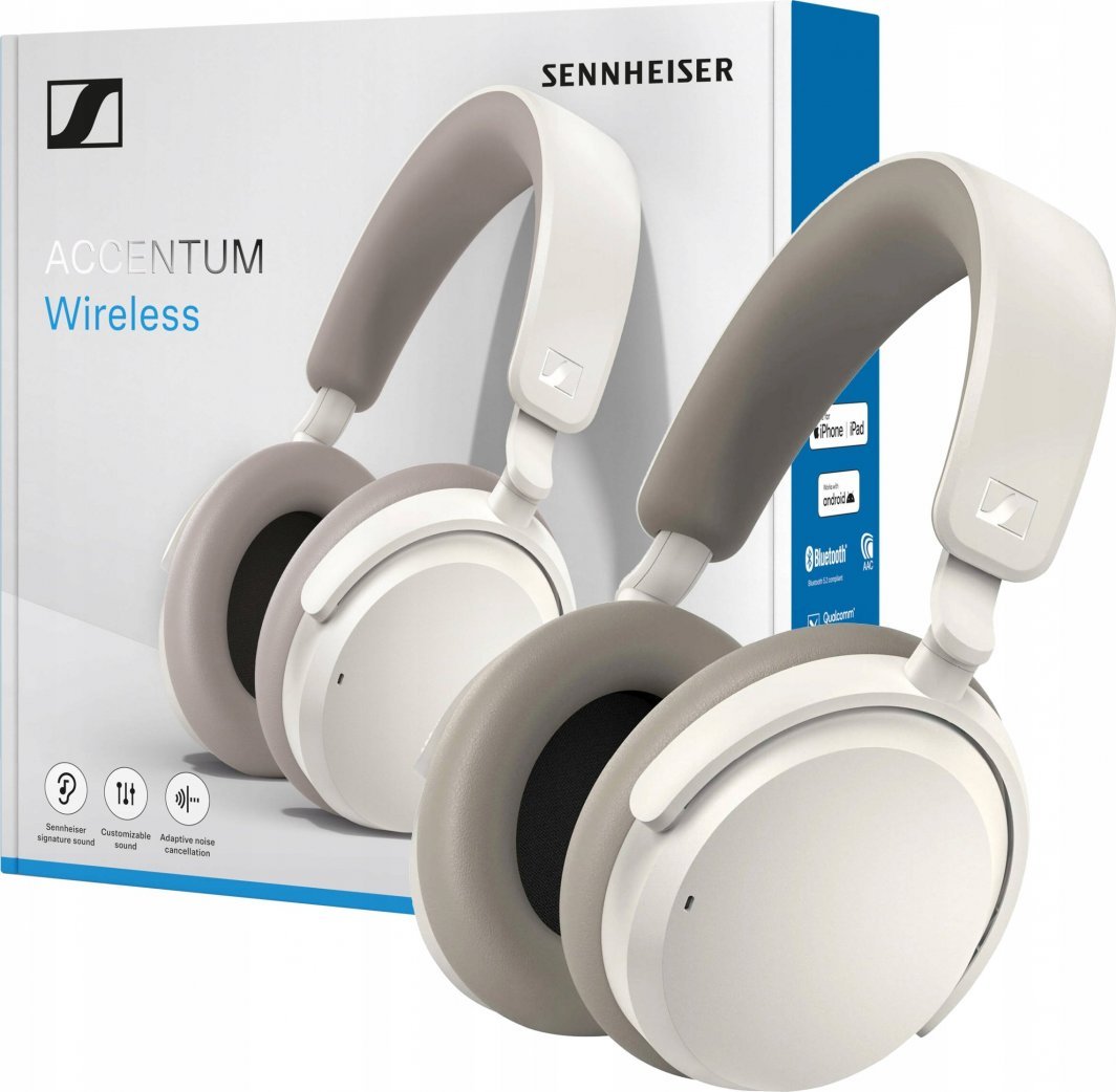 Kufje mbi vesh Sennheiser Accentum, wireless, me mikrofon, të bardha
