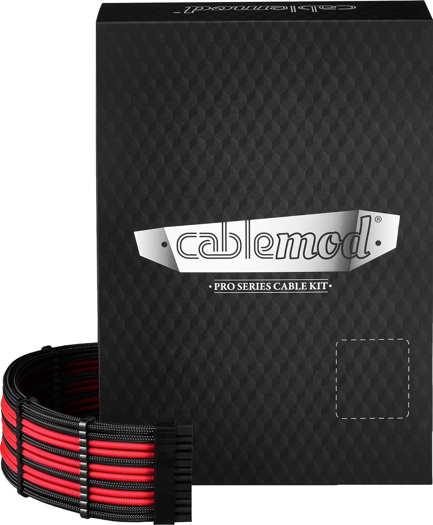 Set kabllosh PSU CableMod C-Series Pro ModMesh, 12VHPWR Dual StealthSense, për Corsair RMi RMx, zi e kuqe