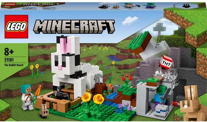Set lodër LEGO Minecraft 21181 Rabbit Ranch, 340 pjesë