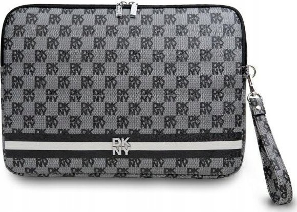 Çantë laptopi DKNY PU Leather Checkered Pattern and Stripe, 13-14", e zezë