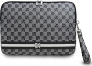 Çantë laptopi DKNY PU Leather Checkered Pattern and Stripe, 13-14", e zezë
