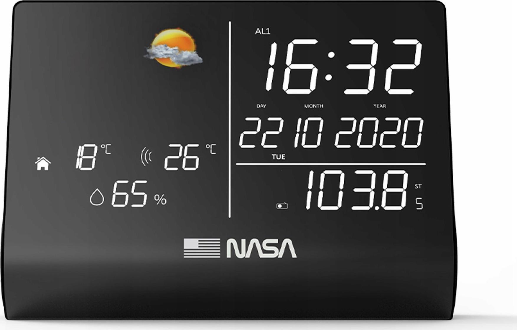 Stacion moti NASA WSP1300, ekran me ngjyra, radio FM dhe Bluetooth, i zi
