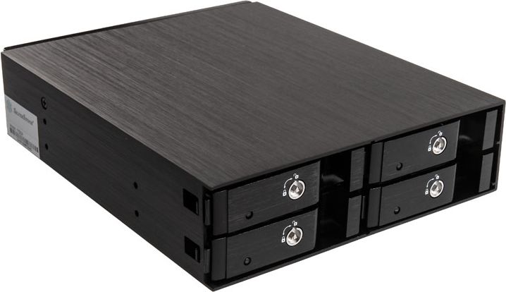 Enkllozh për disqe SilverStone SST-FS204B, 4x 2.5", 5.25", SATA 3, i zi