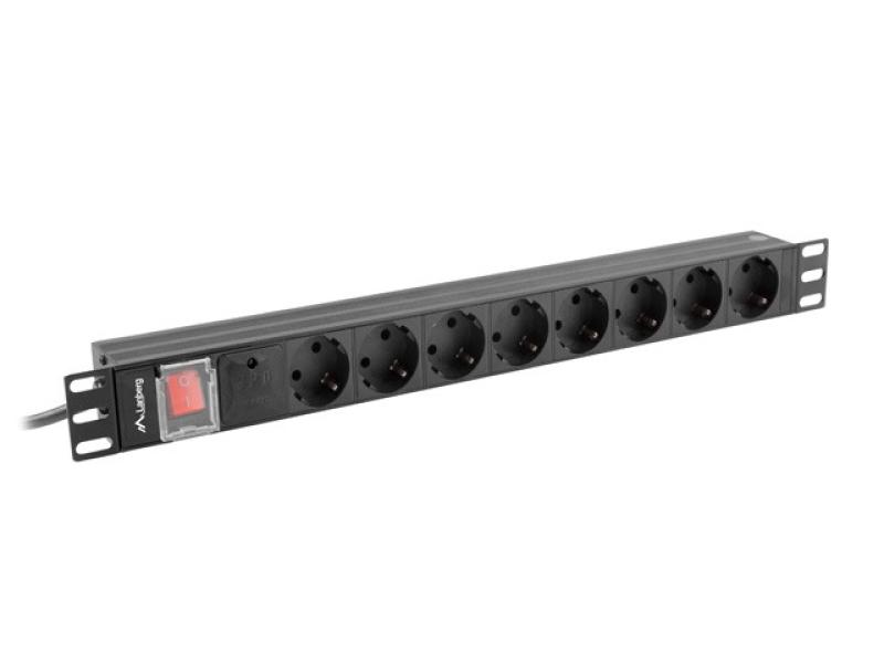 Shirit energjie PDU Lanberg PDU-08E-0200-BK, 1U, 8x Schuko, 2m, i zi