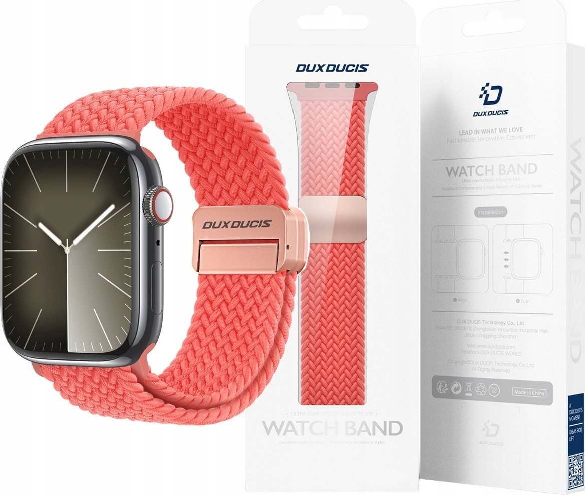 Rrip ore Apple Dux Ducis Mixture Pro Braided, për Apple Watch 38 40 41 mm, najlon i endur, ngjyra guava