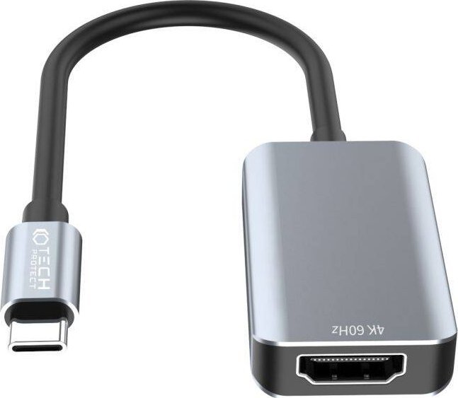 Адаптер кабел USB C во HDMI Tech Protect UltraBoost, 4K 60Hz, алуминиум, сив