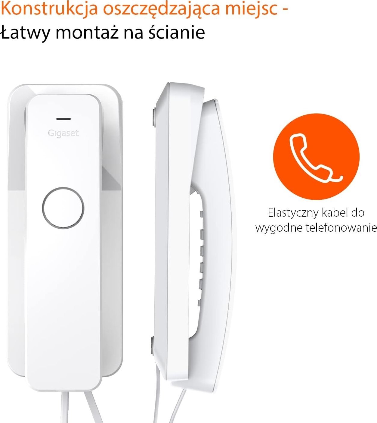 Telefon fiks Gigaset DESK 200, analog, me LED, i bardhë